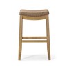 Maven Lane Sophia Backless Bar Stool In Aged Natural Finish with Desert Tan Vegan Leather - 2 of 4