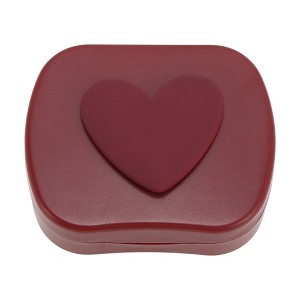Unique Bargains Heart Rectangular Contact Lens Case Wine Red 1 Set - 1 of 4