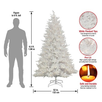 6.5' White Sea Coral Artificial Christmas Tree with Warm White LED Lights