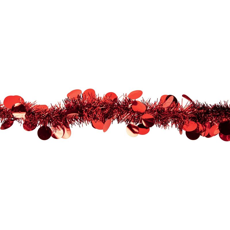 Northlight 50' x 2.5" Unlit Shiny Red Tinsel with Polka Dots Christmas Garland, 4 of 7
