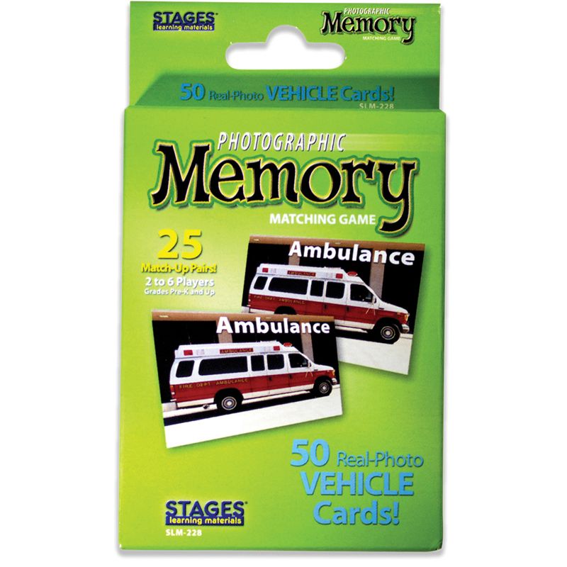 Stages Learning Materials Photographic Memory Matching Game, Vehicles, Pack of 3, 2 of 8
