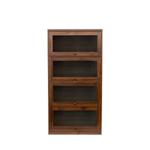 TIRAMISUBEST Modern Bookcase with Glass Doors - Floor Standing Storage Cabinet for Office or Living Room - 1 of 4