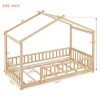 NicBex Twin Size Wood Montessori Bed with House Shaped Frame,Floor Bed with Safety Fence,Modern Toddler Bed for Bedroom - 3 of 4