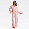 Women's Cloud Knit Modal Long Sleeve Notch Collar Top and Pants Pajama Set - Auden™ - 3 of 3