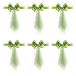 Unique Bargains Mesh Yarn Floating Chair Bands Decoration Stretch Satin Chair Sashes Bows - 1 of 4