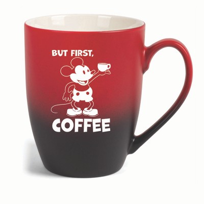 Elanze Designs But First Coffee Two Toned Ombre Matte 10 ounce New Bone China Coffee Tea Cup Mug, Red and Black