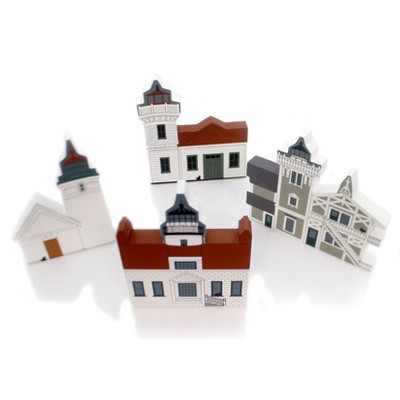 Cats Meow Village 6.0 Inch Laser Cut Lighthouse Set / 4 Set Of 4 Retired Village Buildings