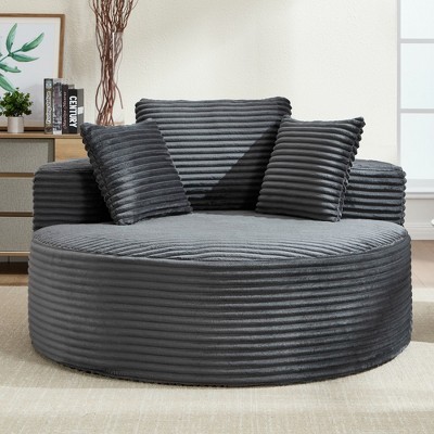 Round Memory Foam Chair Bed with Three Pillows, Removable Cushions and Anti-Slip Design for Living Room