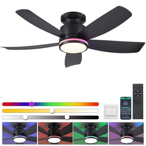 Kviflon 41 Inches RGB Ceiling Fan with Light,3CCT LED,Reversible DC Motor,Flush Mount Ceiling Fan - 1 of 4