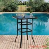 Backyard Patio Bar Height Table, Metal Frame Patio Bar Table Tempered Glass, Height High Top Outdoor Table - 2 of 4