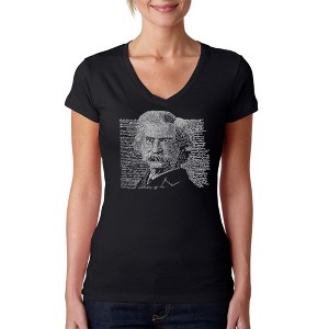 LA Pop Art Women's Word Art V-Neck T-Shirt - Mark Twain - 1 of 4