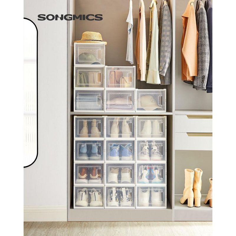 SONGMICS Stackable Clear Plastic Shoe Boxes - Shoe Storage Organizers for Sneakers, Closet Organization, 2 of 8