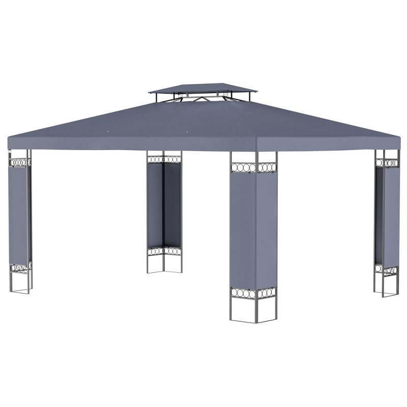 Outsunny 13' x 10' Patio Gazebo Outdoor Canopy Shelter with Double Vented Roof, Steel Frame for Lawn Backyard and Deck, 4 of 7