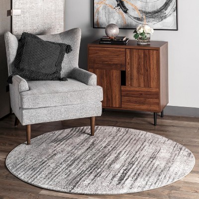 Gray Striped Synthetic Easy Care 2x3 Area Rug