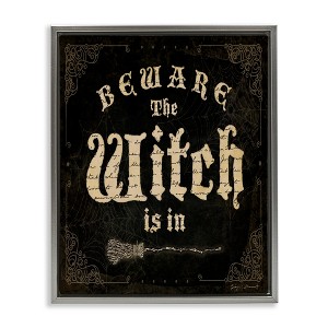 Stupell Industries Beware The Witch Vintage Phrase Floating Frame Canvas Art - 1 of 4