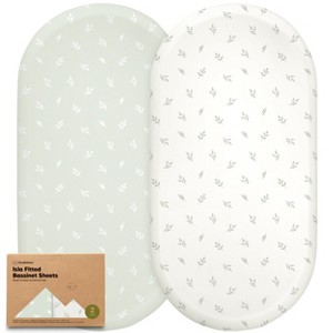 KeaBabies Bassinet Sheet for Baby Girls, Boys, 2-Pack Isla Fitted Bassinet Sheets, Bassinet Mattress Sheets - 1 of 4