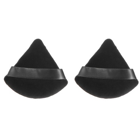 Unique Bargains Loose Powder Puff Face Soft Triangle Puff Blender Beauty  Makeup Tool Short Plush 2 Pcs Black White