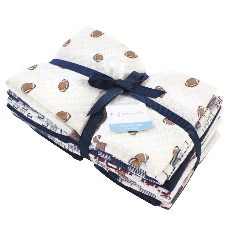 Hudson Baby Infant Boy Quilted Burp Cloths 10pk, Football, One Size, 3 of 4
