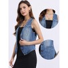 INSPIRE CHIC Women's Denim Sleeveless Collarless Washed Distressed Jean Vest - 2 of 4