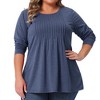 Agnes Orinda Women's Plus Size Pleated Crew Neck Long Sleeve Soft Casual Tunic T Shirt - 2 of 4
