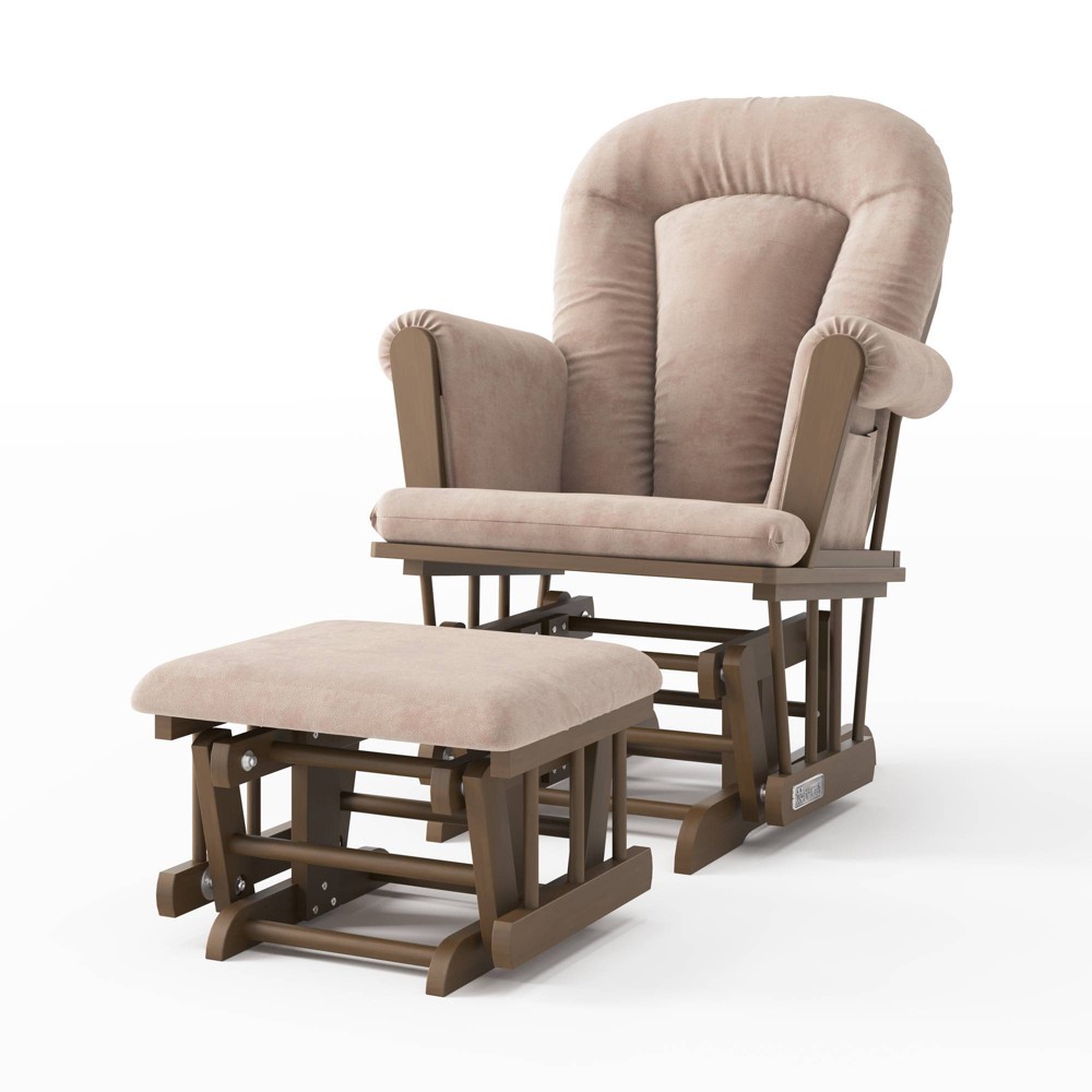 Photos - Rocking Chair Child Craft Tranquil Glider and Ottoman - Cocoa Bean/Pink Microfiber