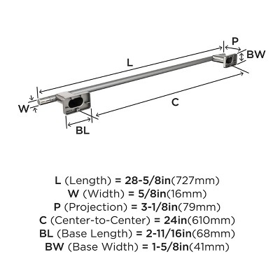 Polished Nickel Stainless Steel 24-Inch Wall Mounted Towel Bar