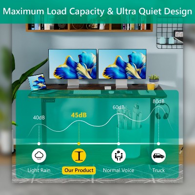 48'' Brown Adjustable Height Standing Desk with Electric Lift and Memory Function