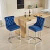 26" Counter Height Bar Stools Set of 2, Modern Velvet Barstools Upholstered Kitchen Island Chairs with Sturdy Chromed Metal Base Legs - 2 of 4