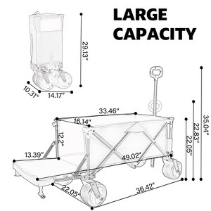 CAVINAS Heavy-Duty Folding Wagon Cart with Tailgate, All-Terrain Beach Cart with Big Wheels/Rain Covers,Wagon Cart - 1 of 4