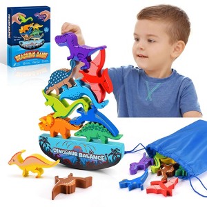 FUNFORFUN Dinosaur Toys for Kids 3-5, Balance Game Wooden Stacking Montessori Toys for 3 4 5 6 Year Old Boys Girls Christmas Birthday Gifts for Kid - 1 of 4