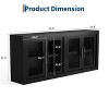 Orieon 70.8" Modern Sideboard Buffet Cabinet with 4 Glass Doors – Wood Credenza Coffee Bar Media Console for Living Room, Kitchen, or Hallway, Black - 2 of 4