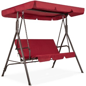 Best Choice Products 2-Person Outdoor Large Convertible Canopy Swing Glider Lounge Chair w/ Removable Cushions - 1 of 4
