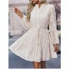 Coolmee Women's Floral Lace Long Sleeve Dress Button Up   Belted Mini Dress for Fall - 2 of 4