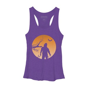 Women's Design By Humans Yeti Halloween Harvest Moon By LivedInTees Racerback Tank Top - 1 of 3