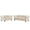 5 Seater Velvet Chesterfield Couches for Living Room Sets Loveseat and Sofa 2-Pieces -Morden Fort - 2 of 4