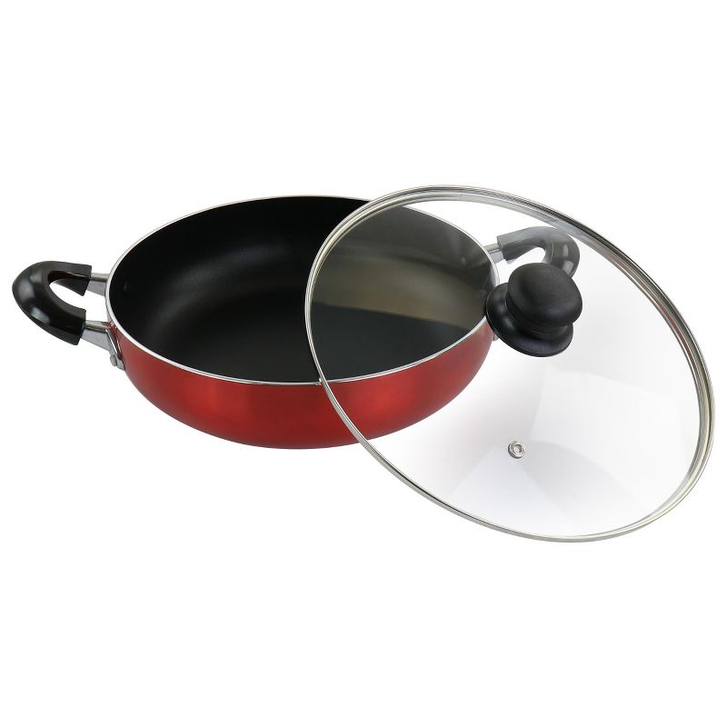 Better Chef 10 Inch Red Aluminum Deep Frying Pan with Glass Lid, 2 of 11