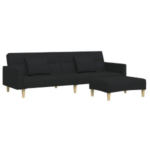 vidaXL Sofa Bed Black Polyester fabric with wooden frame and foam filling - 1 of 4