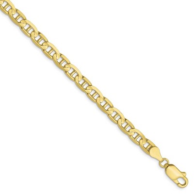 Black Bow Jewelry 4.5mm 10k Yellow Gold Concave Anchor Chain Bracelet