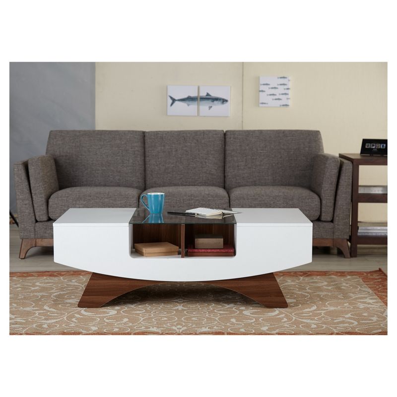 Kasha Curved Multi-storage Coffee Table White/Light Walnut - HOMES: Inside + Out, 3 of 6