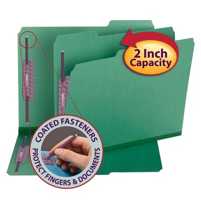 Smead Pressboard Fastener File Folder with SafeSHIELD Fasteners, 2 Fasteners, 1/3-Cut Tab, 2" Expansion, Letter Size