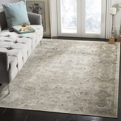 Persian Garden Cream and Silver Floral Rectangular Area Rug