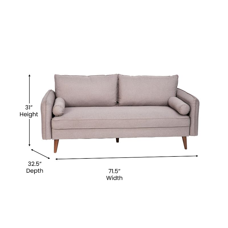 Flash Furniture Evie Mid-Century Modern Sofa with Fabric Upholstery & Solid Wood Legs, 6 of 9