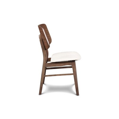 Oscar Walnut Solid Wood Upholstered Side Chair Set in Beige