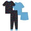 Boys DC Comics Batman Pajamas Set - 4 Piece Short Sleeve Batman Pajamas - Short Sleeves, Shorts and Pants Pajamas Set (Navy Blue, 6) - 2 of 4