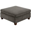 Sapphtopaz Modern Ottoman with Chenille Upholstered Square Foot Stool with Wood Legs Cushion Seat Footstool for Living Room, Entryway - 3 of 4