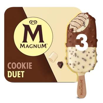 Magnum Cookie Duet Vanilla Ice Cream with Chocolate Ganache Swirl + White & Milk Chocolate Shell Ice Cream Bar - 3ct