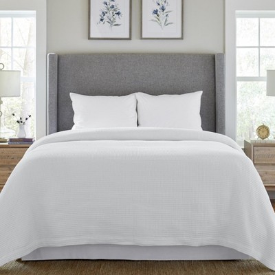 Full White Cotton Waffle Weave Machine Washable Blanket