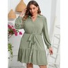 Clearlove Women's Plus Size Dresses Buttons Belted Long Sleeves Casual Midi Dress - 4 of 4
