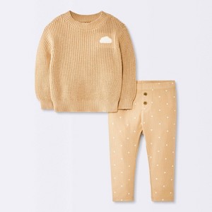Baby Boys' 2pc Cloud Sweater Top and Modal Ribbed Leggings Set - Cloud Island™ Brown - 1 of 4