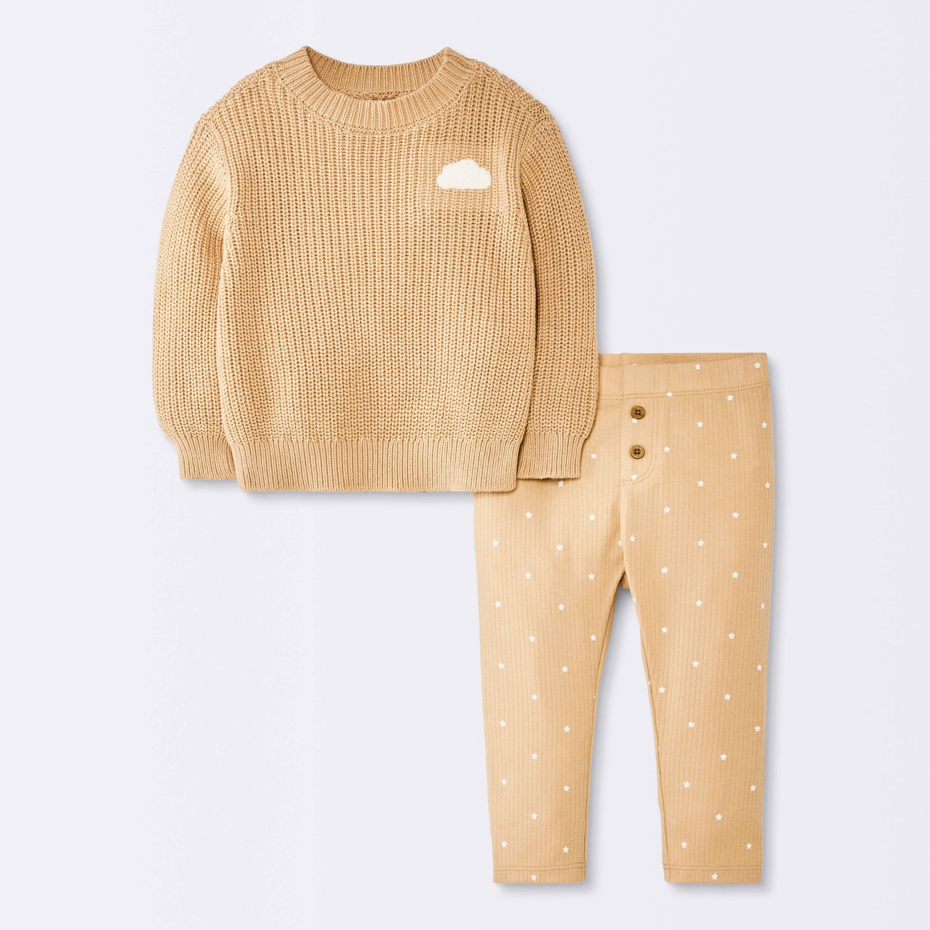 Baby Boys' 2pc Cloud Sweater Top and Modal Ribbed Leggings Set - Cloud Island™ Brown